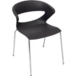  Rapidline Taurus Chair 4 Leg Chrome Frame Poly Shell Black 