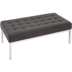  Rapidline Venus Ottoman Stainless Steel Frame Button Finish Black PU Upholstery 