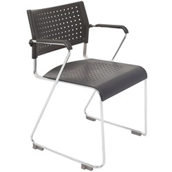  Rapidline Wimbledon Chair With Arms Chrome Sled Base Black 