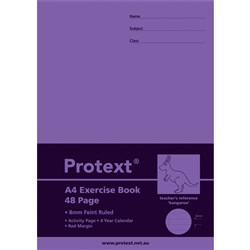  Protext Exercise Book A4 8mm Ruled 70gsm 48 Page Red Margin Kangaroo 