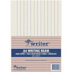  Writer A4 Exam Paper 14mm Solid Ruled Landscape Ream of 500 