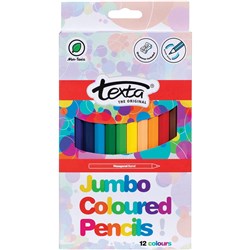 Texta Jumbo Triangular Coloured Pencils Assorted Pack Of 12 