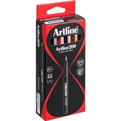  Artline 200 Fineliner Pen Fine 0.4mm 8 Assorted Colours Pack Of 12 