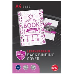  GBC Binding Cover A4 300gsm Leathergrain Pack Of 100 Navy 