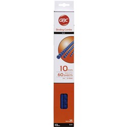  GBC Plastic Binding Comb 10mm 21 Loop 60 Sheets Capacity Blue Pack Of 25 