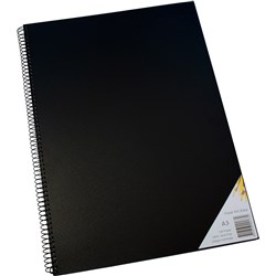  Quill Visual Art Diary A3 110gsm Cartridge 120 Pages Poly Cover Black 