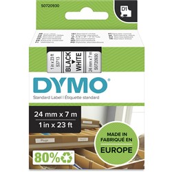 Dymo D1 Label Cassette Tape 24mmx7m Black on White 