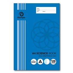 OLYMPIC SCIENCE BOOK A4 128Page 2mm Graph Feint