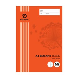 OLYMPIC BOTANY BOOK 64 Page A4 8mm Ruled