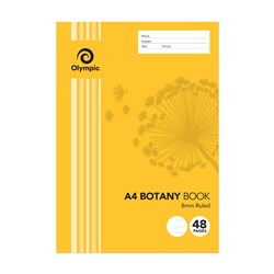 OLYMPIC STRIPED BOTANY BOOK A4 48 Page 8mm Ruled