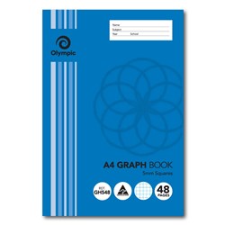OLYMPIC GRAPH EXERCISE BOOKS A4 48Pages 5mm Squares