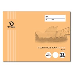 TUDOR NOTEBOOKS NSW PRIMARY 32Page L/Scape Blank Salmon