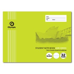  OLYMPIC NOTEBOOK STUDENT NSW 175mm x 240mm 32 Pages Landscape Lime Green
