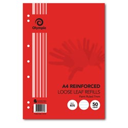 OLYMPIC REINFORCED REFILLS A4 50 Leaf Ruled 7mm