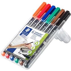 (STD-317WP6) - STAEDTLER 317 LUMOCOLOR PENS - Perm Med 1.0mm Wlt6