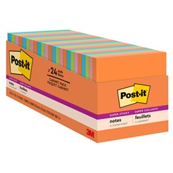  Post-It 654-24SSAU-CP Super Sticky Notes 76mmx76mm Energy Boost Pack of 24 
