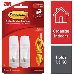  Command General Purpose Hooks 17001 Medium White Pack of 2 