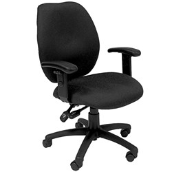  Sabina Typist Chair High Back With Arms 3 Lever Black Pattern Fabric 