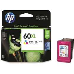 HP #60 INKJET CARTRIDGE CC644WA, Tricolor