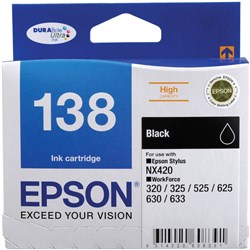  Epson 138 DURABrite Ultra Ink Cartridge High Yield Black 