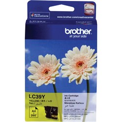 BROTHER LC39Y INK CARTRIDGE Yellow 260Pg
