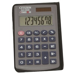  Citizen SLD200 Pocket Calculator 8 Digit Rubberised Keys Grey 