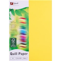  Quill Colour Copy Paper A4 80gsm Lemon Ream of 500 