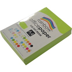  Rainbow Office Copy Paper A4 75gsm Fluoro Green Ream of 500 