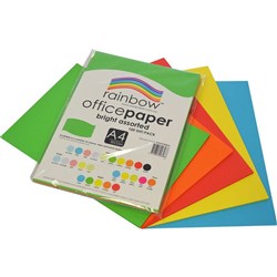  Rainbow Office Copy Paper A4 80gsm Bright Assorted Pack of 100 