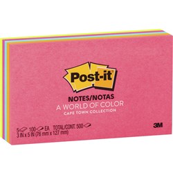 POST-IT 655-5PK NOTES NEON Prem Colours 100Shts 76x127mm