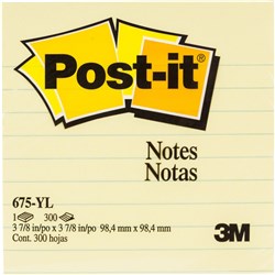  Post-It 675-YL Notes Original 98x98mm Lined Yellow 