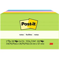 Post-It 635-5AU Lined Notes 73mmx123mm Floral Fantasy Pack of 5 