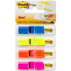 POST-IT 683-4ABX FLAG TRNSLCNT 12mm Blue Yellow Orange Pink 140 Pack