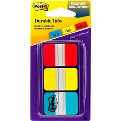 POST-IT  686-RYB DURABLE TABS Blue Red & Yellow 25x38mm