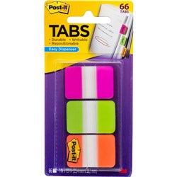  Post-It 686-PGOB Durable Tabs 25x38mm Pink Green Orange Pack of 66 