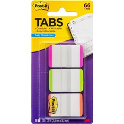  Post-It 686L-PGO Durable Tabs 25x38mm White With Pink Green Orange Pack of 66 
