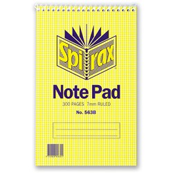  Spirax 563B Reporter Notebook 200 x 127mm Ruled 300 Page Top Opening 