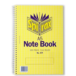  Spirax 571 Notebook A5 Ruled 300 Page Side Opening 0 