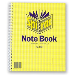  Spirax 592 Notebook 222 x 178mm Ruled 120 Page Side Opening 