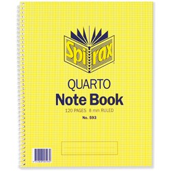  Spirax 593 Quarto Notebook 250 x 200mm Ruled 120 Page Side Opening 