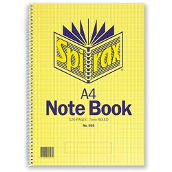  Spirax 595 Notebook A4 Ruled 120 Page Side Opening 0 