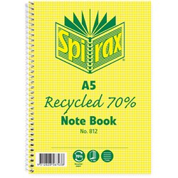 Spirax 812 Recycled 100% Notebook A5 Ruled 120 Pages Side Opening 