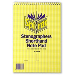 Spirax 566A Stenographers Shorthand Notebook 225 x 152mm Centre Rule 200 Page Top Open 