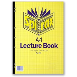  Spirax 907 Lecture Book A4 Ruled 140 Page Glue Binding Side Opening 