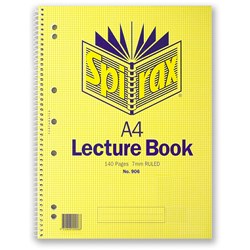  Spirax 906 Lecture Book Perforated A4 Ruled 140 Page Side Opening 