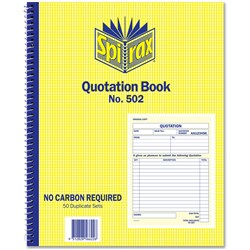 SPIRAX 502 QUOTATION BOOK Quarto