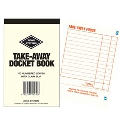  Zions TA Docket Book Restaurant Take Away 150x95mm 0 