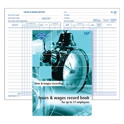  Zions 76P Hours & Wages Book Up To 17 Employees 205x130mm 0 