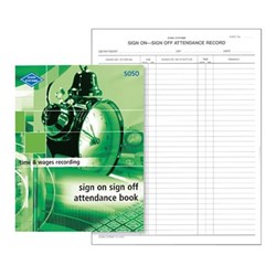 Zions SOSO Attendance Book 270x210mm Sign On Sign Off 264 Page 