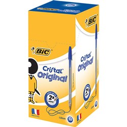  Bic Cristal Original Ballpoint Pen Medium 1mm Blue Box of 50 